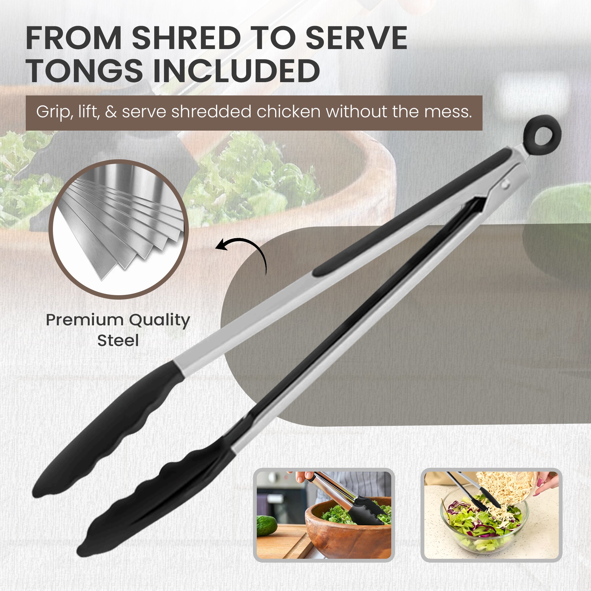 Prepmate Chicken Shredder – BPA-Free, Easy-Grip Tool with Tongs & Mat